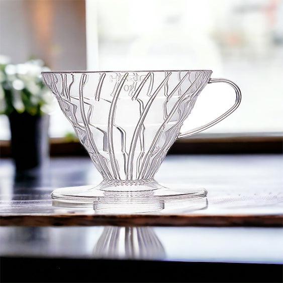 Hario V60 Plastic Dripper Set with Spiral Ribs for Coffee Brewing