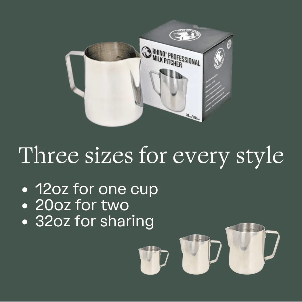 Rhino Coffee Gear Pro Milk Pitcher | Etched Measurements