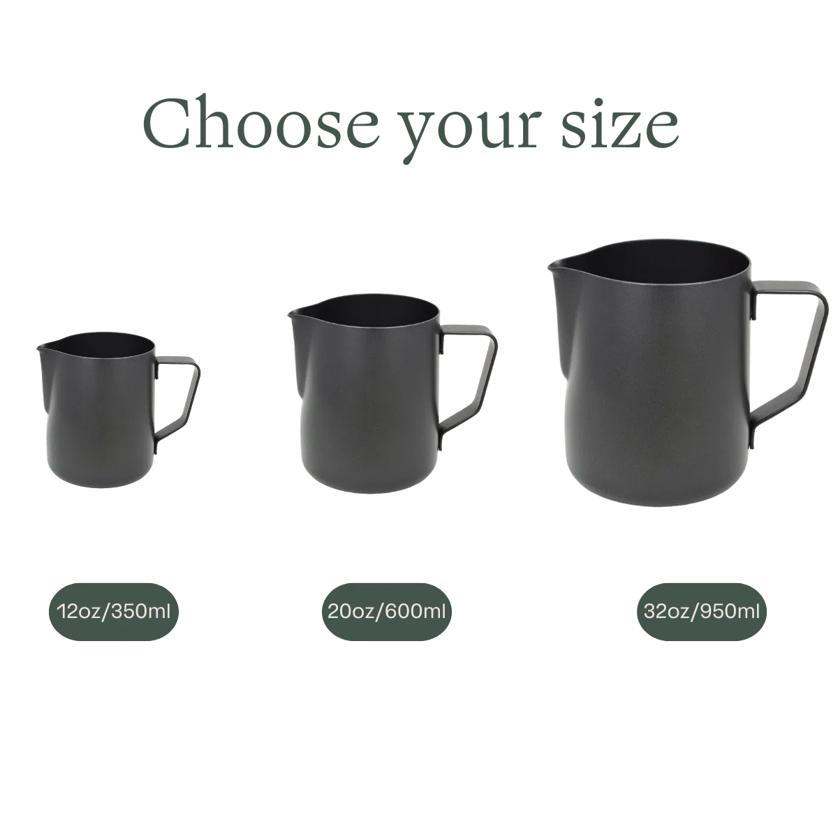 Rhino Stealth Black Non-Stick Milk Pitcher