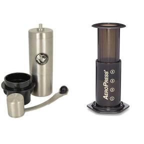 AeroPress Starter Kit – AeroPress Coffee Maker & Rhino Small Hand Grinder